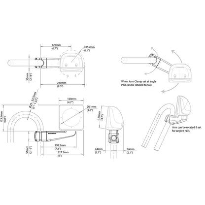 Scanstrut Scanpod Single Instrument Pod -Precut- Arm Mounted - Fits 1’’ - 1.3’’ Rails [SPR-1I-AM] - Display Mounts