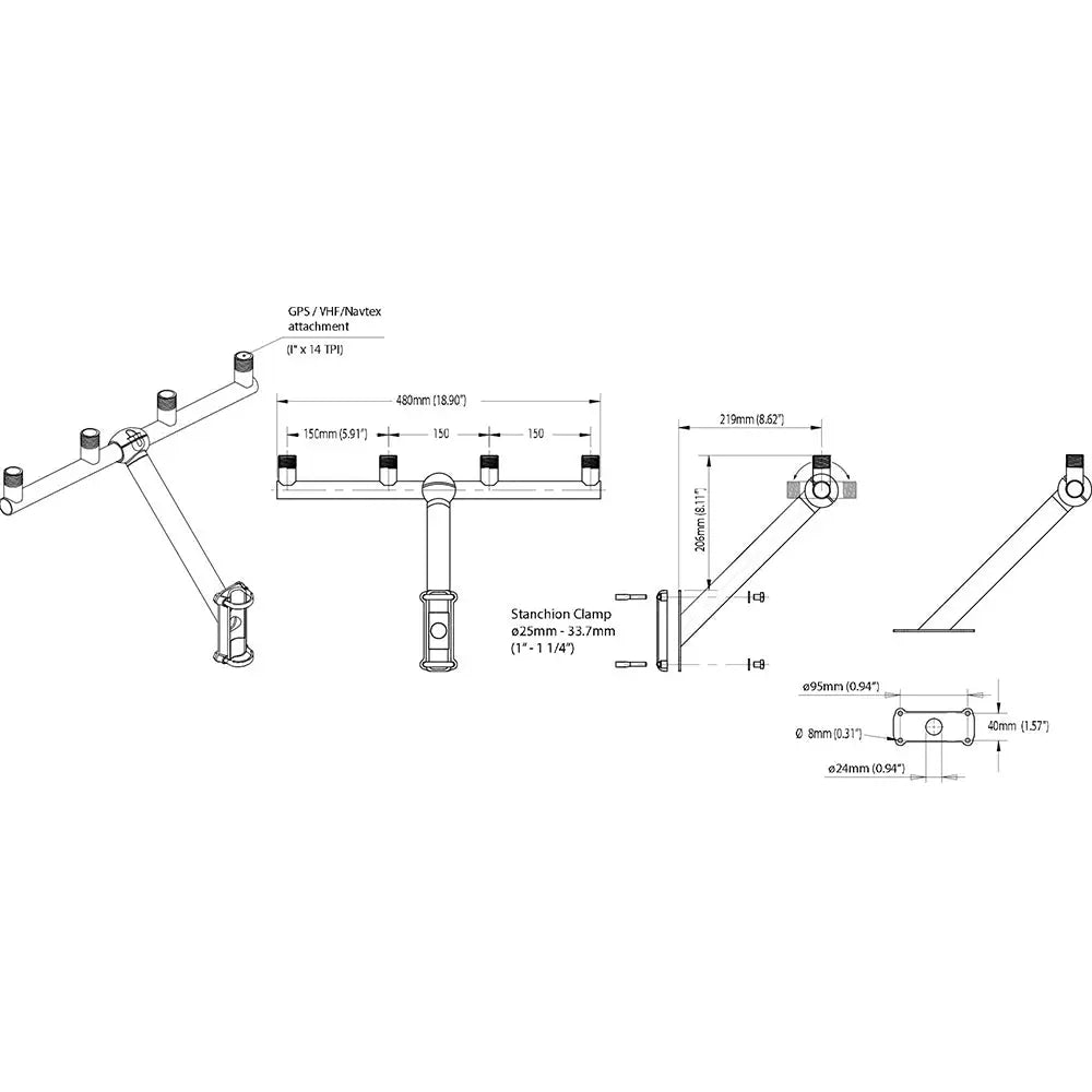 Scanstrut TB-01 T-Bar Mount f/GPS/VHF Antenna [TB-01] - Antenna Mounts & Accessories