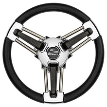 Schmitt Marine Burano Wheel 14’’ 3/4’’ Tapered Shaft Black Polyurethane w/Stainless Spoke Includes Center Cap/Nut