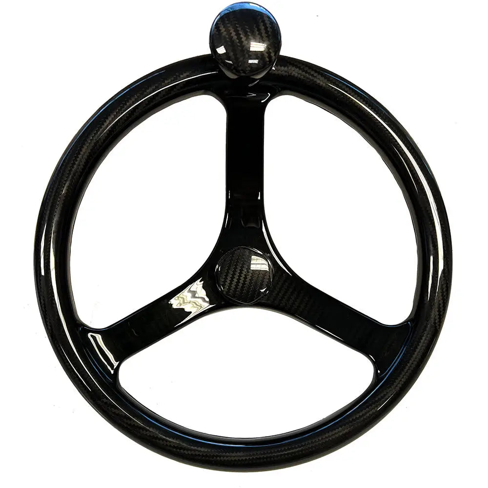 Schmitt Marine Carbon Fiber Primus Wheel w/Knob 13.5’’ w/Sanntoprene Finger Grip 3/4’’ Tapered Shaft w/CF Nut