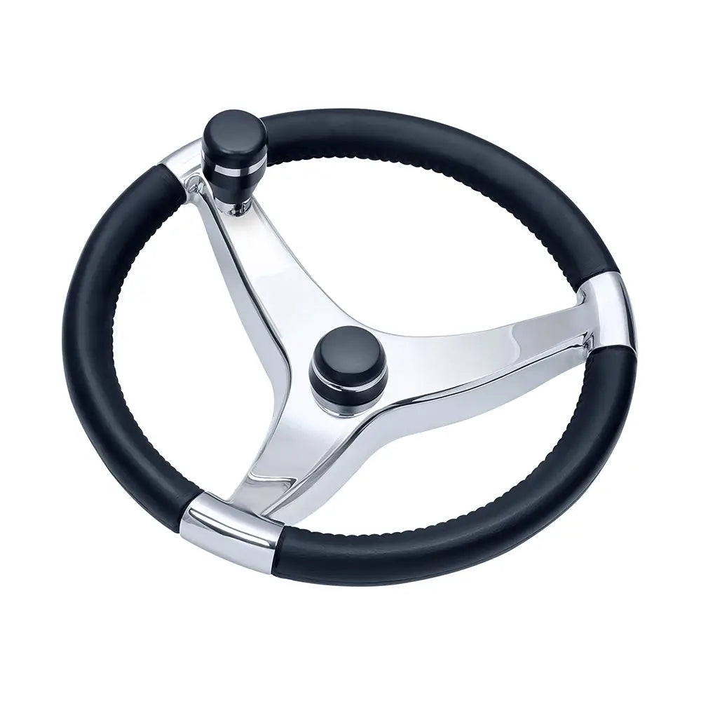 Schmitt Marine Evo Pro 316 Cast Stainless Steel Steering Wheel w/Control Knob - 13.5’’ Diameter [7241321FGK] - Steering