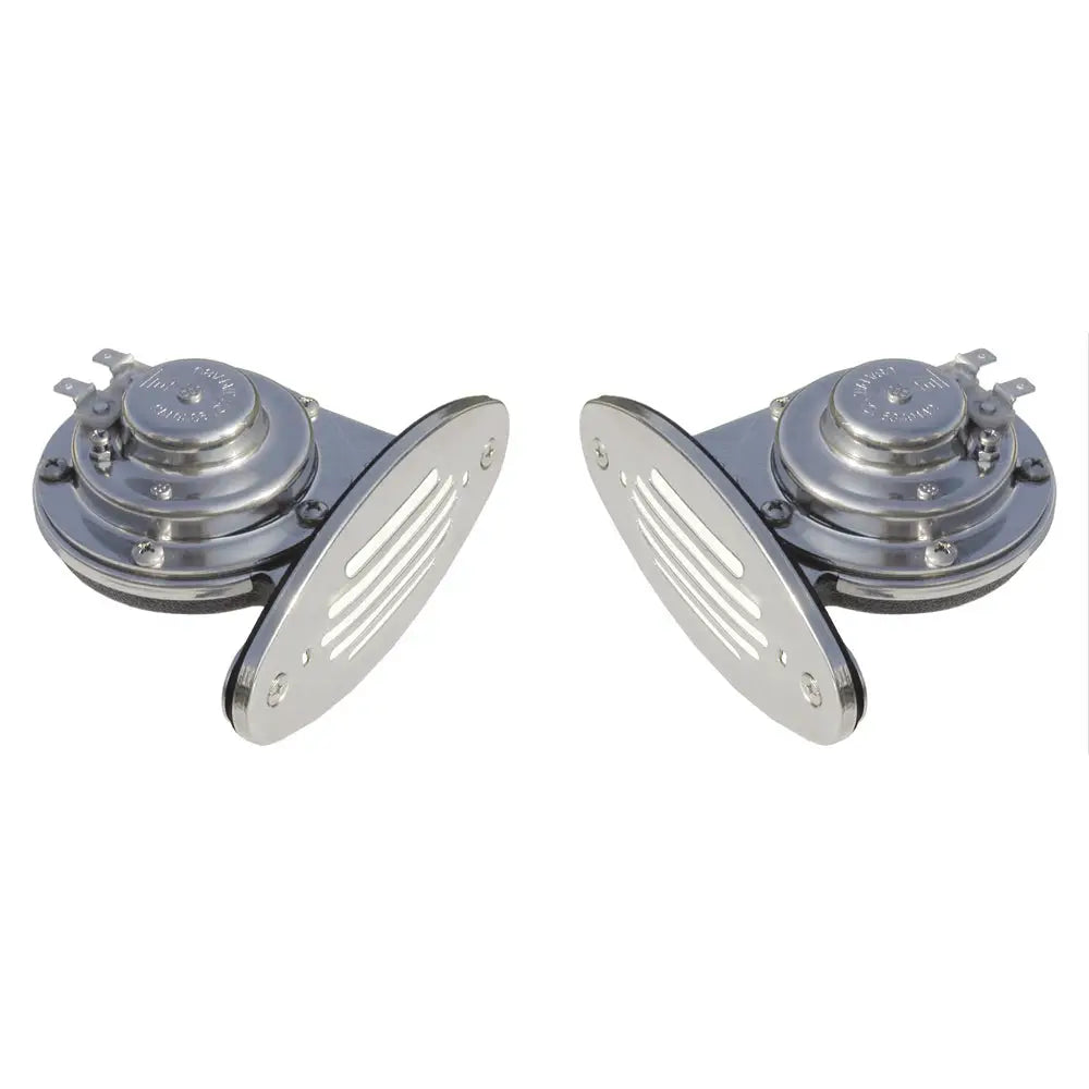 Schmitt Marine Mini Stainless Steel Dual Drop-In Horn w/Stainless Steel Grills High Low Pitch [10055] - Horns