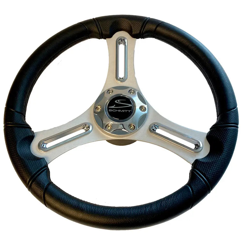 Schmitt Marine Torcello 14’’ Wheel - 03 Series - Polyurethane Wheel w/Chrome Trim Cap - Brushed Spokes - 3/4’’ Tapered
