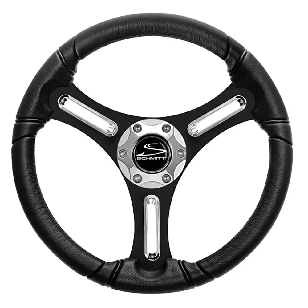 Schmitt Marine 14 Inch Black Polyurethane Torcello 03 Wheel Chrome Inserts - Steering Wheels