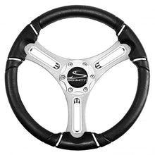Schmitt Marine Torcello 14’’ Wheel - 04 Series - Polyurethane Wheel w/Chrome Trim Cap - Brushed Spokes - 3/4’’ Tapered