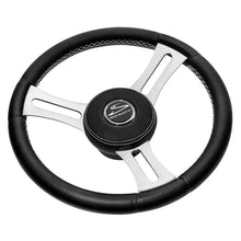 Schmitt Marine Torcello Elite 14’’ Wheel - Black Leather Cap - White Stitching - Polished SS Spokes - 3/4’’ Tapered