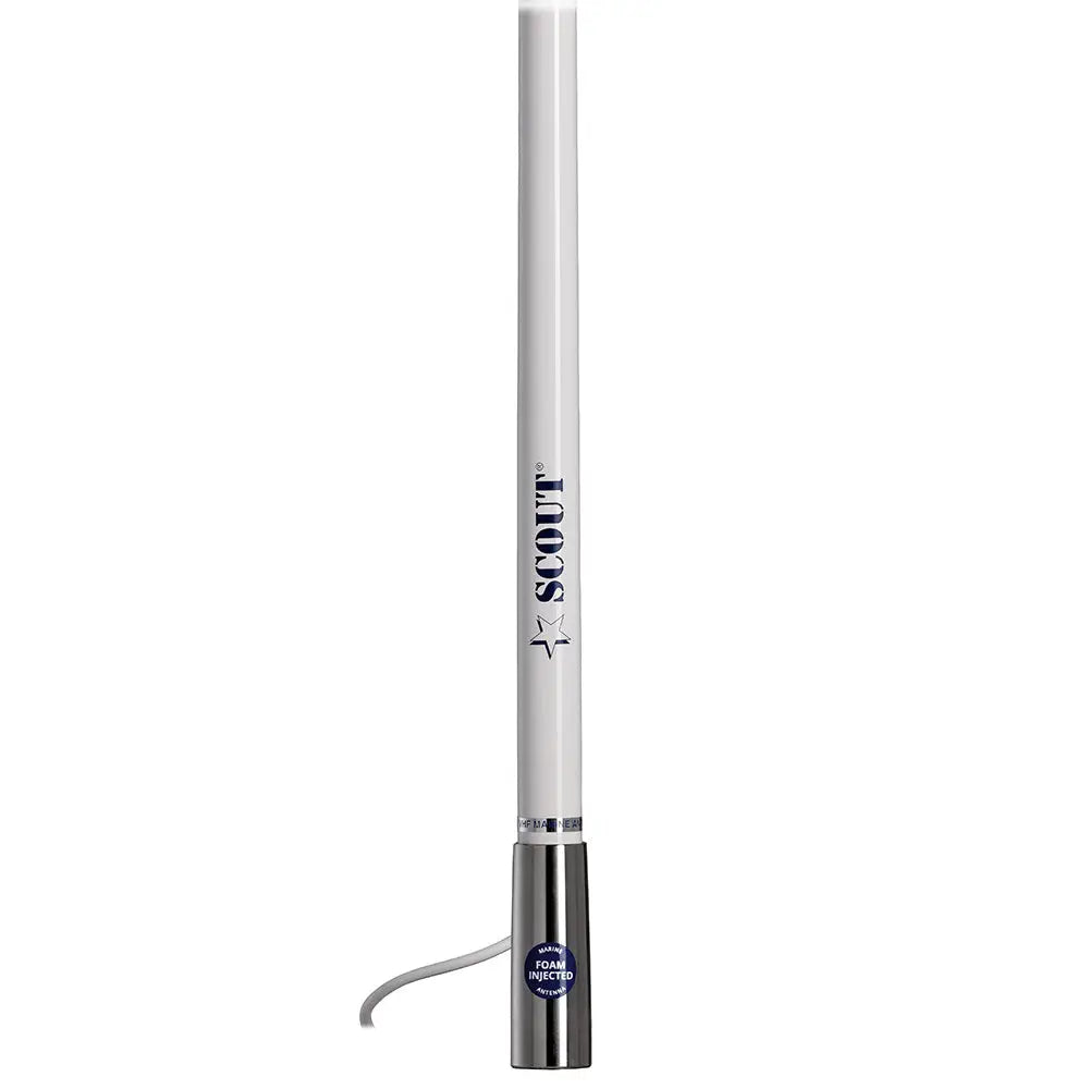Scout 4’ White VHF Antenna 3dB Stainless Steel Ferule w/5M RG-58 Includes PL-259 [PF AN NVHF00044T] - Antennas