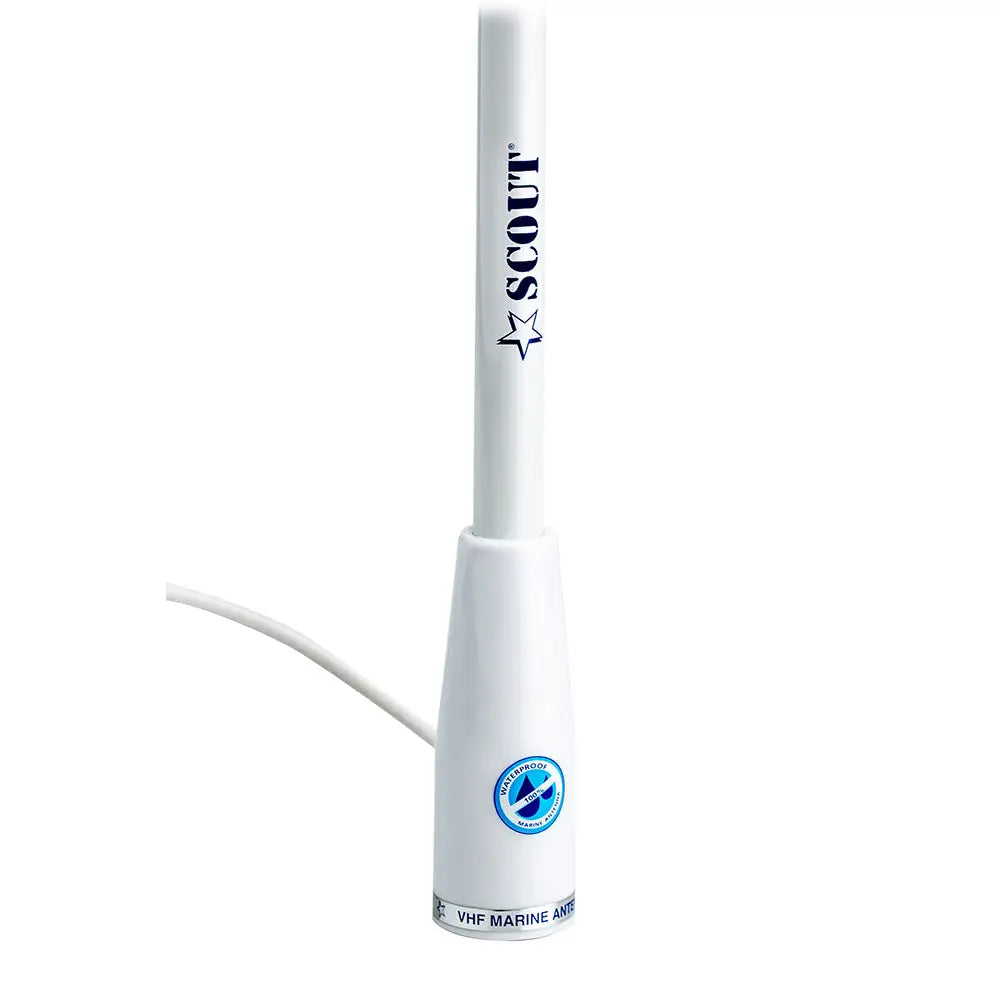 Scout 5’ White VHF Antenna 3dB Nylon Ferrule w/5M RG-58 Coax KS-22 [PF AN NVHF00002T] - Antennas