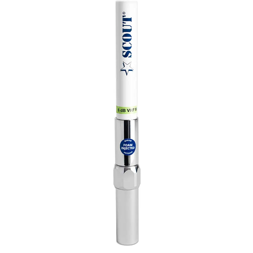 Scout 8’ QuickFit White VHF Antenna w/5M Cable + FME Quick 6 Foam Filled 6db Solid Brass Copper Element [PF