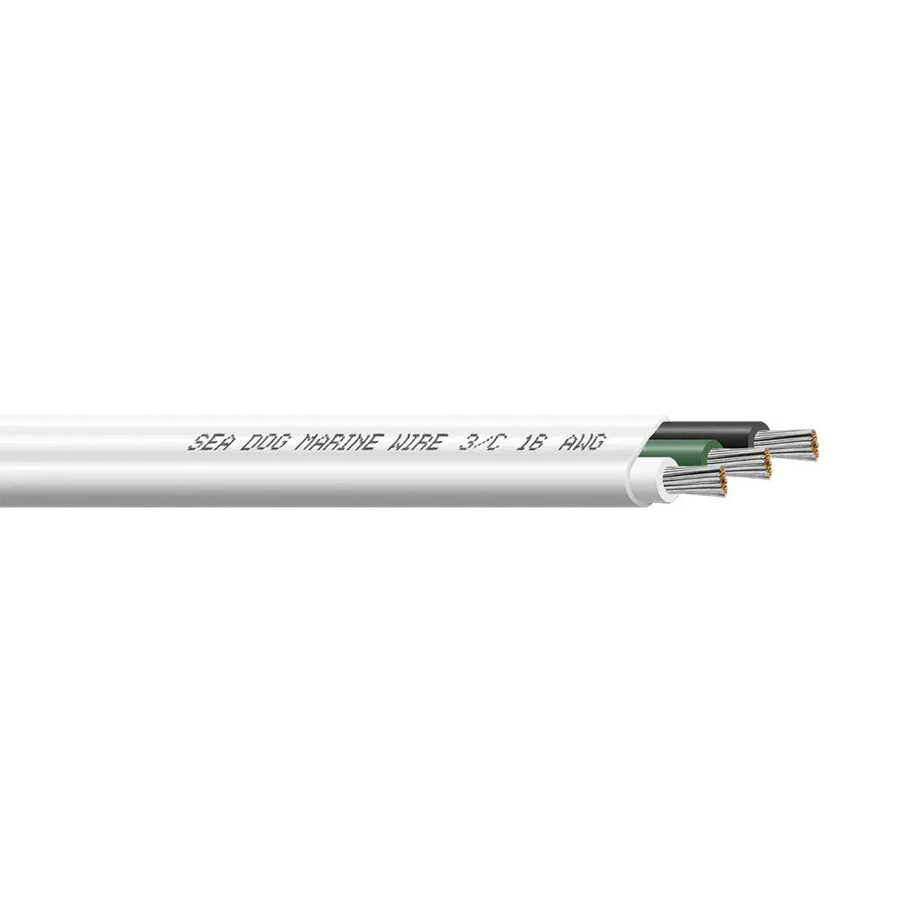Sea-Dog 1000’ White Green Black 16/3 AWG Flat Triplex Wire - Wire