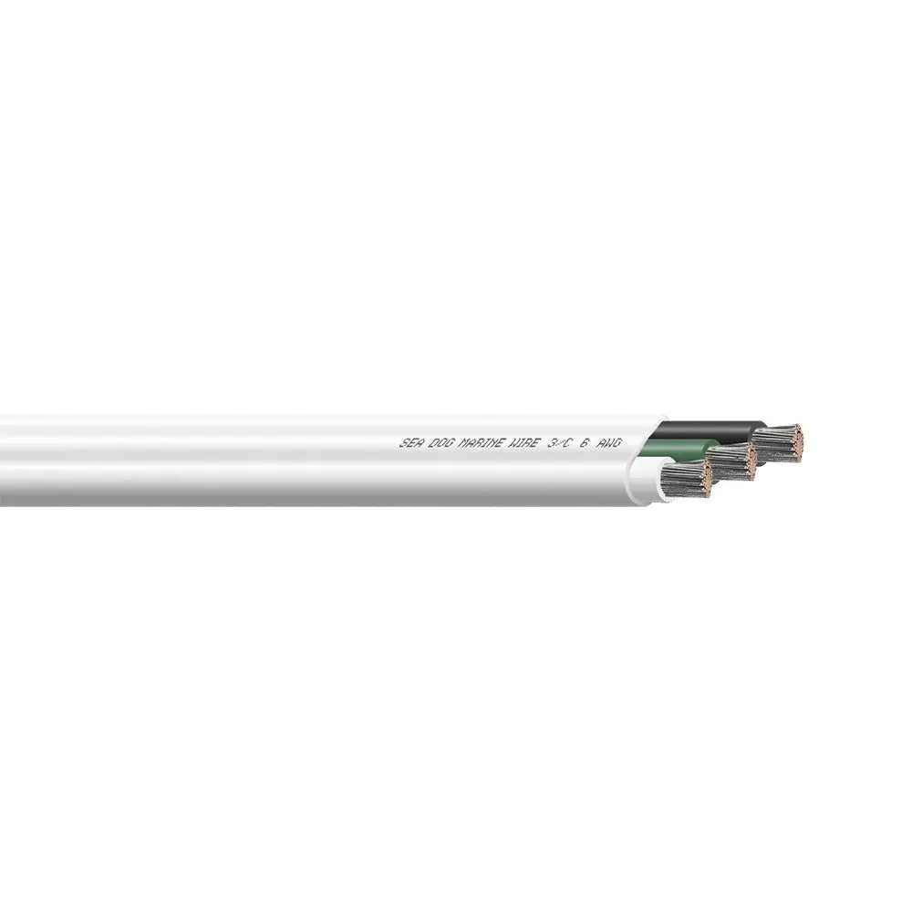 Sea-Dog 50’ White Green Black 6/3 AWG Flat Triplex Wire - Wire