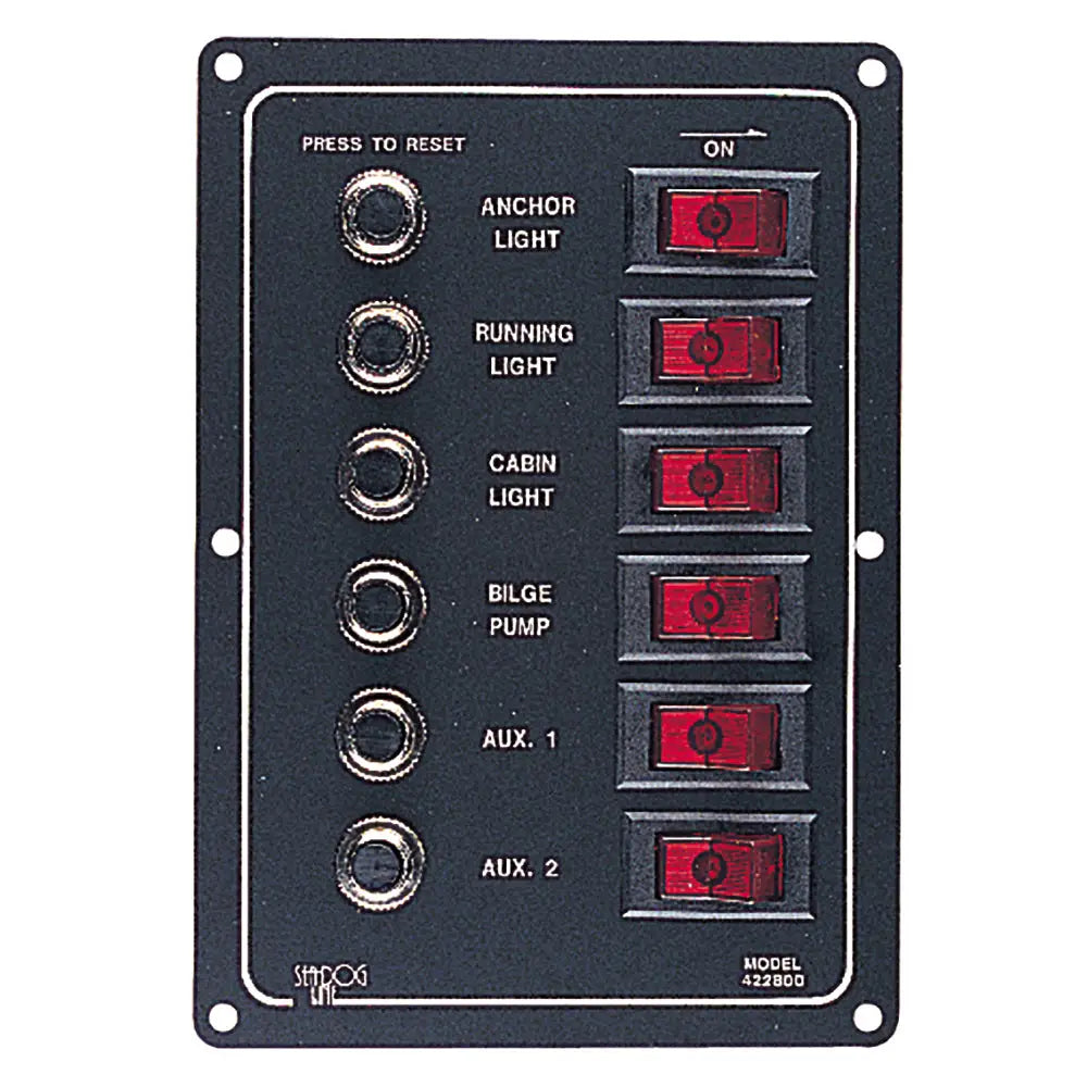 Sea-Dog Aluminum Circuit Breaker Panel - 6 Circuit [422800-1] - Electrical Panels