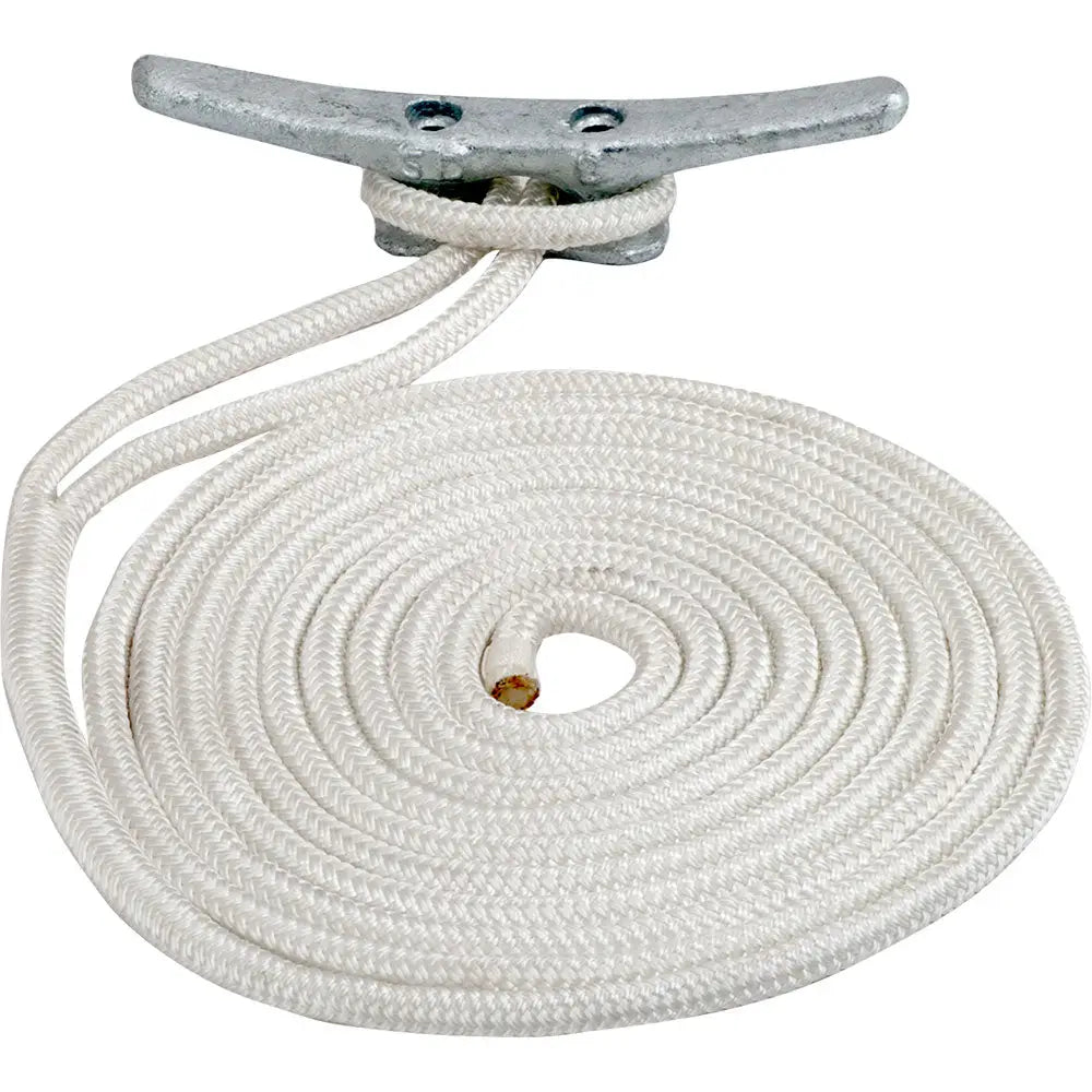 Sea-Dog Double Braided Nylon Dock Line - 1/2’’ x 25 - White [302112025WH-1] - Dock Line
