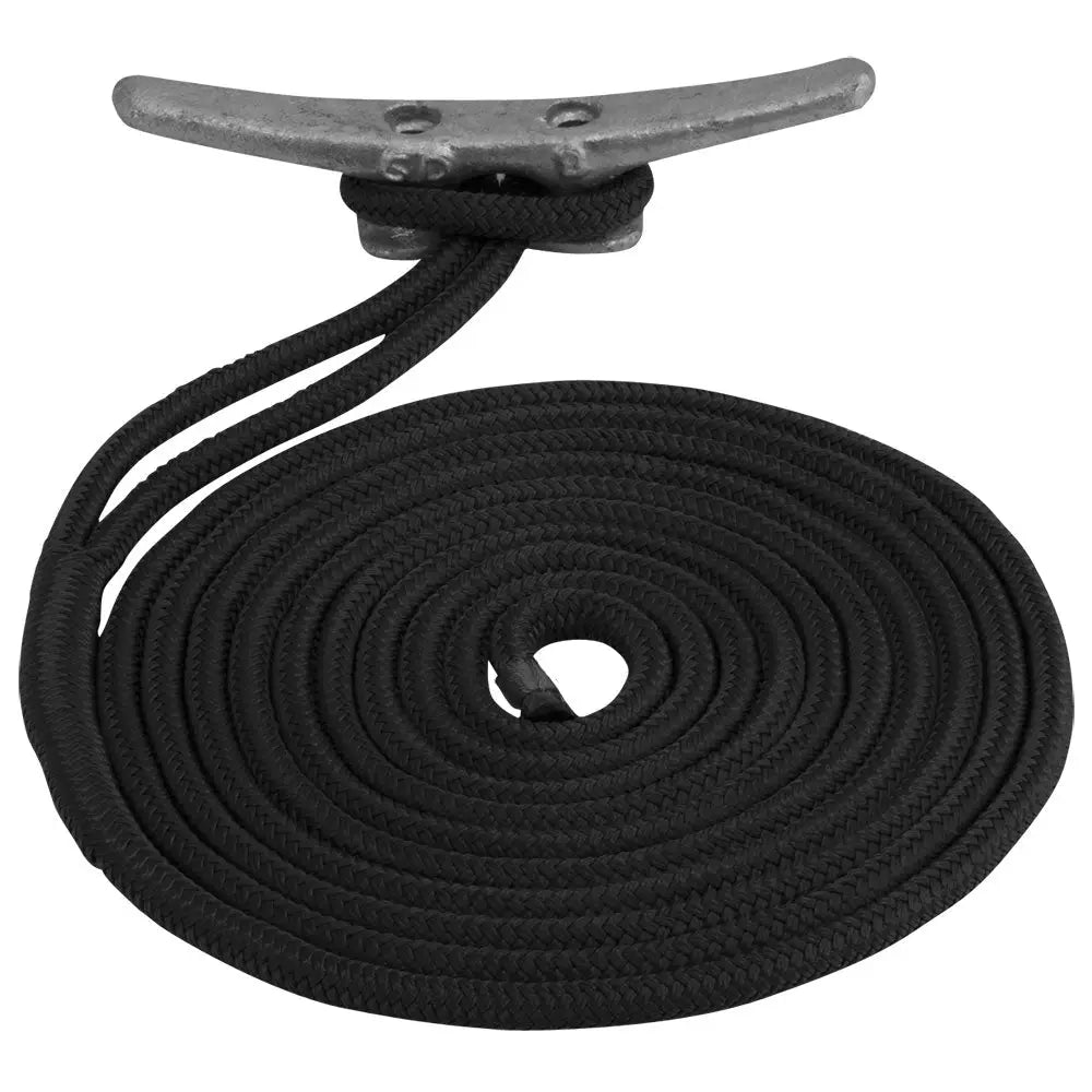 3/4’’ x 25’ Black Double Braided Nylon Sea-Dog Dock Line - Dock Line