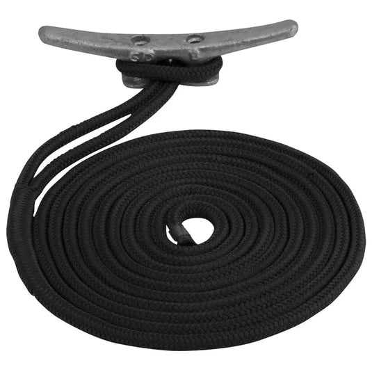Black 3/4’’ x 50’ Sea-Dog Double Braided Nylon Dock Line - Dock Line