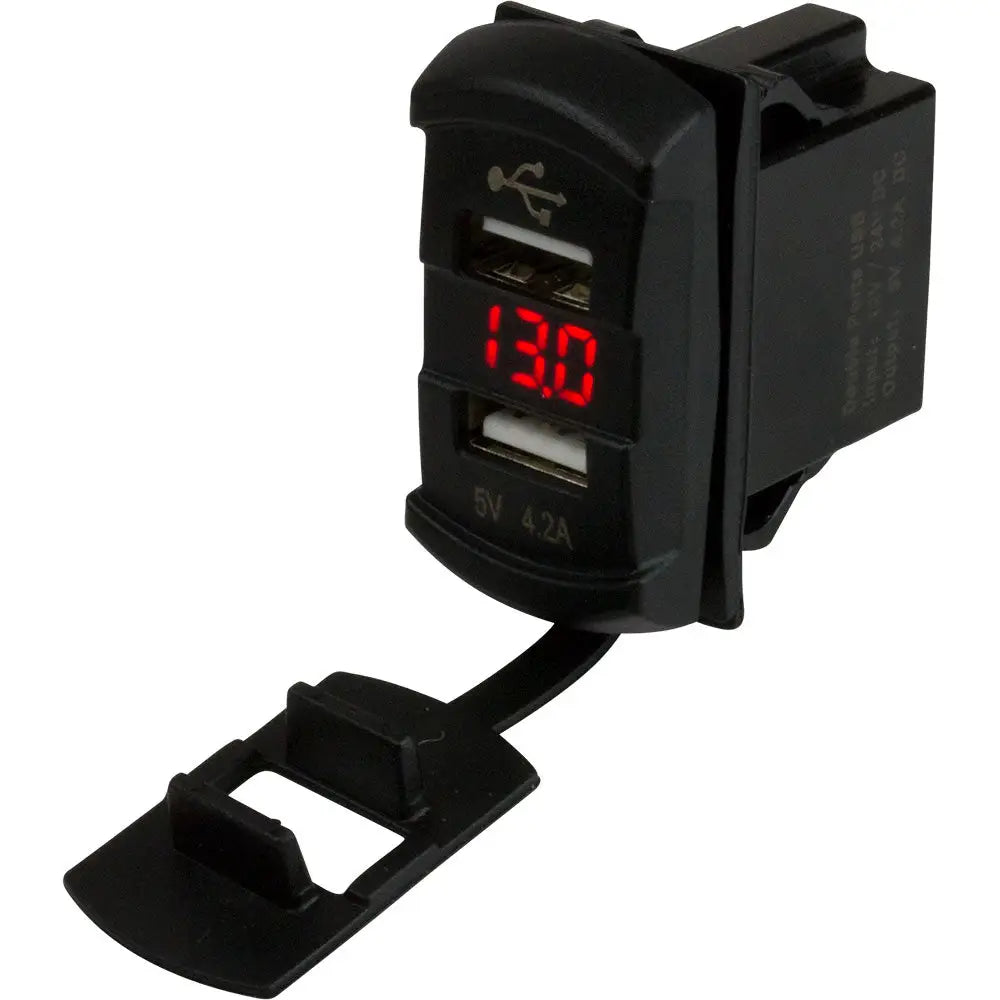 Sea-Dog Dual USB Rocker Switch Style Voltmeter w/Hidden Display [426527-1] - Accessories