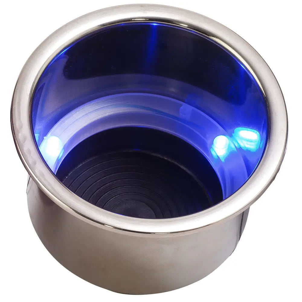 Sea-Dog LED Flush Mount Combo Drink Holder w/Drain Fitting - Blue LED [588074-1] - Deck / Galley