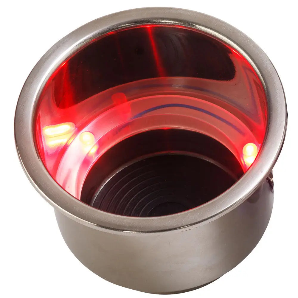 Sea-Dog LED Flush Mount Combo Drink Holder w/Drain Fitting - Red LED [588071-1] - Deck / Galley