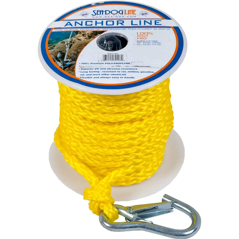 Sea-Dog Poly Pro Anchor Line w/Snap - 3/8’’ x 75 - Yellow [304210075YW-1] - Rope & Chain