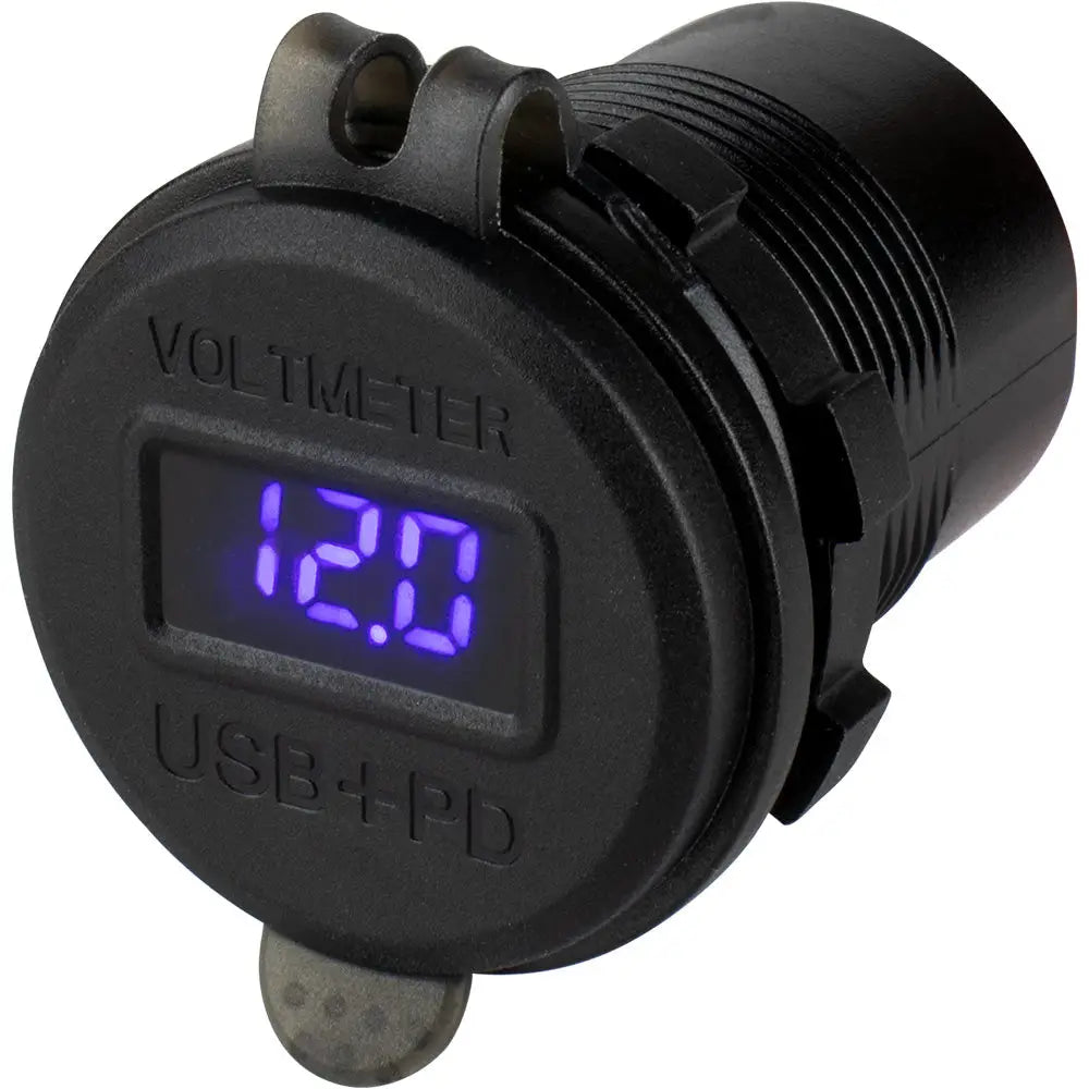 Sea-Dog Round USB USB-C Power Socket w/Hidden Voltmeter [426518-1] - Accessories