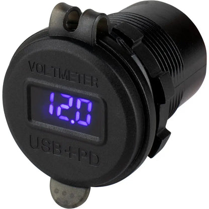Sea-Dog Round USB USB-C Power Socket w/Hidden Voltmeter [426518-1] - Accessories