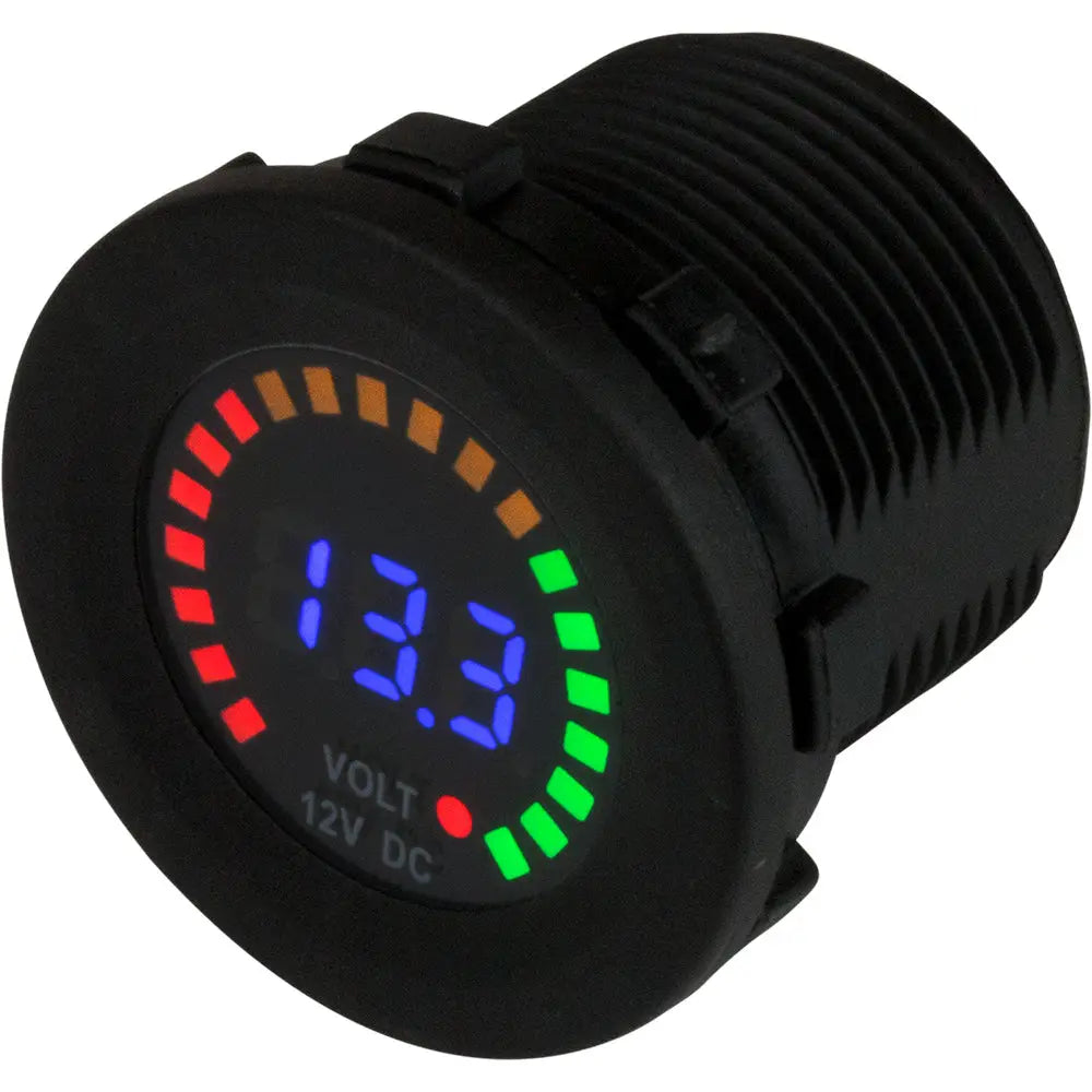 Sea-Dog Round Voltage Meter DC - 5V-15V w/Rainbow Dial [421617-1] - Meters & Monitoring