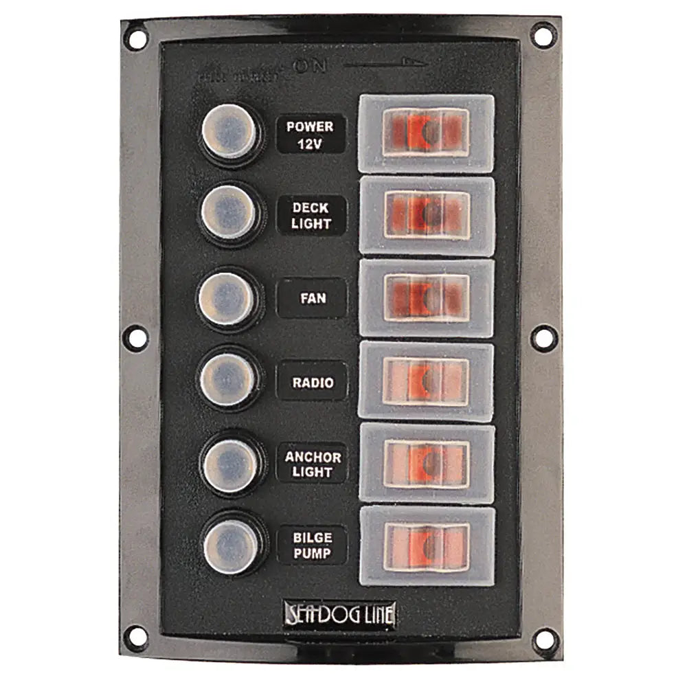 Sea-Dog Splash Guard Circuit Breaker Panel - 6 Circuit [424806-1] - Electrical Panels