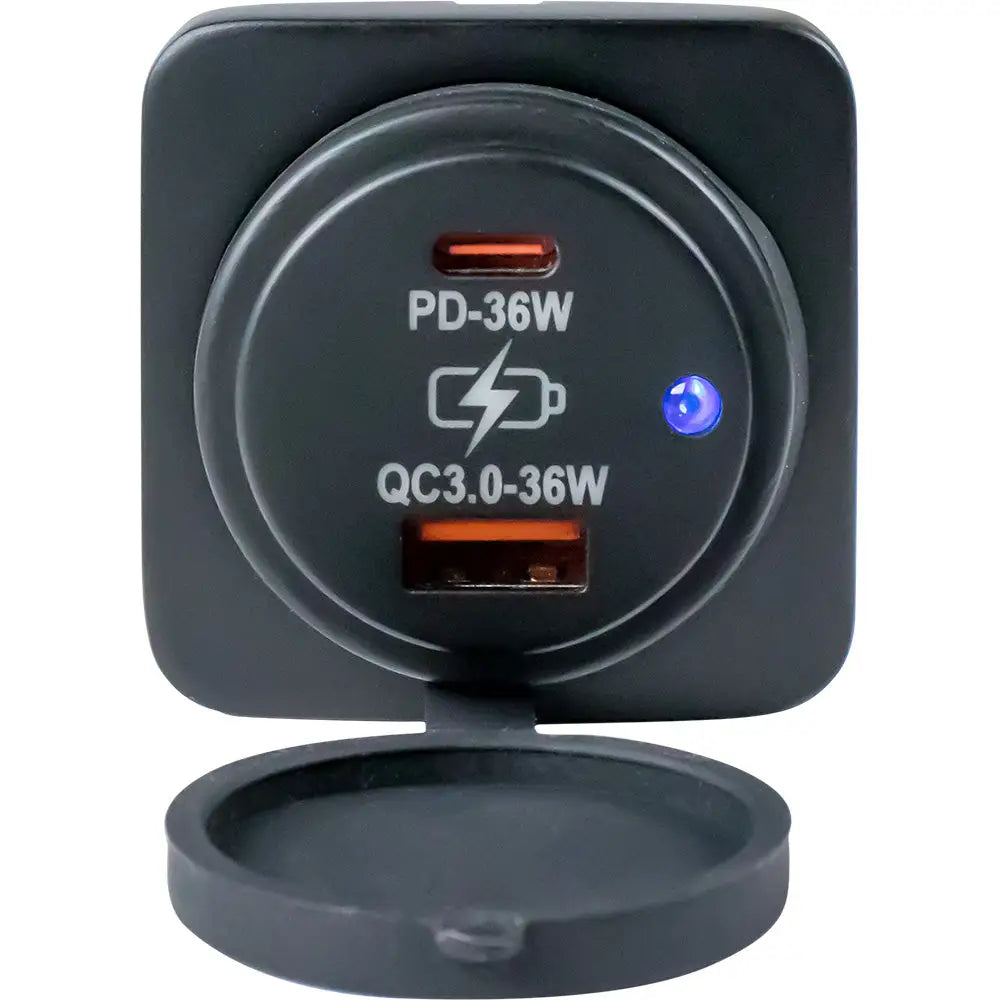 Square Surface Mount Sea-Dog USB A USB C Power Socket - Accessories