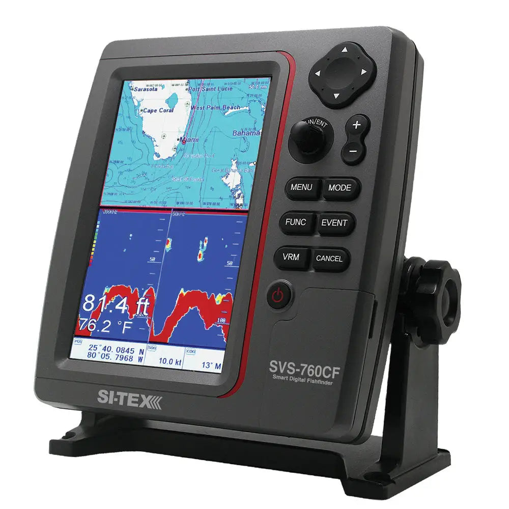 SI-TEX GPS Dual Frequency 600W Sonar System - 7 Color LCD w/Internal External GPS Antenna C-MAP 4D Card [SVS-760CF + ]