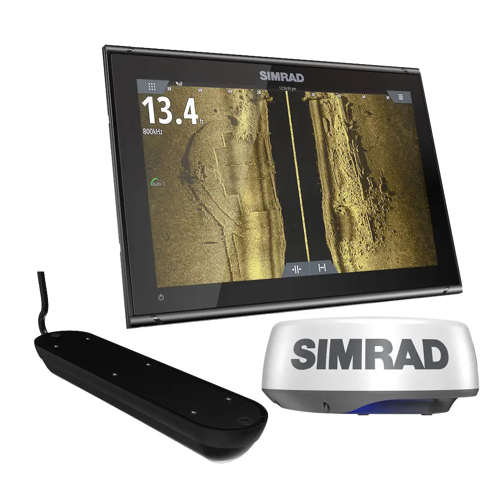 Simrad GO9 XSE Chartplotter Radar Bundle HALO20 + Active Imaging 3-in-1 Transom Mount Transducer C-MAP Discover Chart