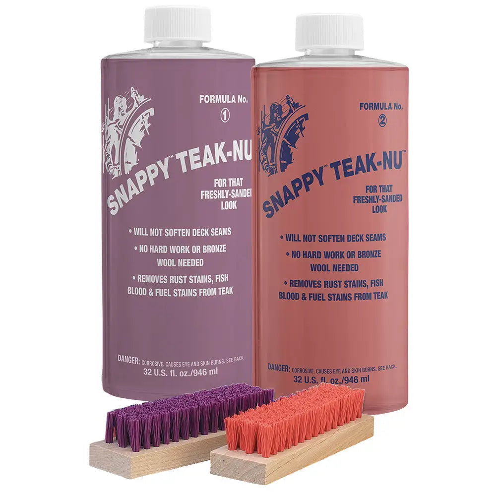Snappy Teak-Nu Kit - 32 oz w/Formula No. 1 - 32 oz Formula No. 2 - 32 oz Bristle Brush [STN-QKIT] - Cleaning