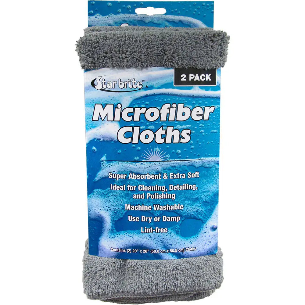 Star brite Microfiber Cloths 2 Pack - 20’’ x 20’’ Super Absorbent Soft Towels [40089] - Cleaning