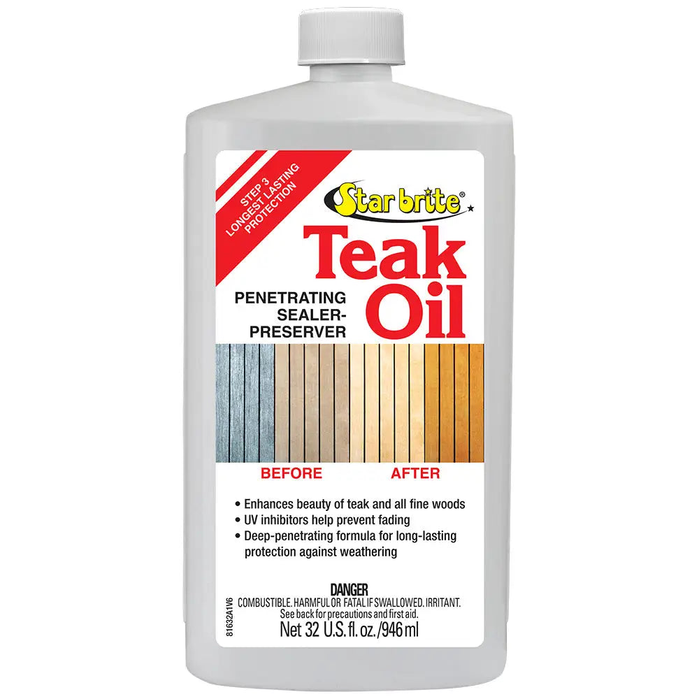 Star brite Teak Oil - Long Lasting Penetrating Sealer Preserver w/UV Inhibitors - 32 oz [81632] - Cleaning