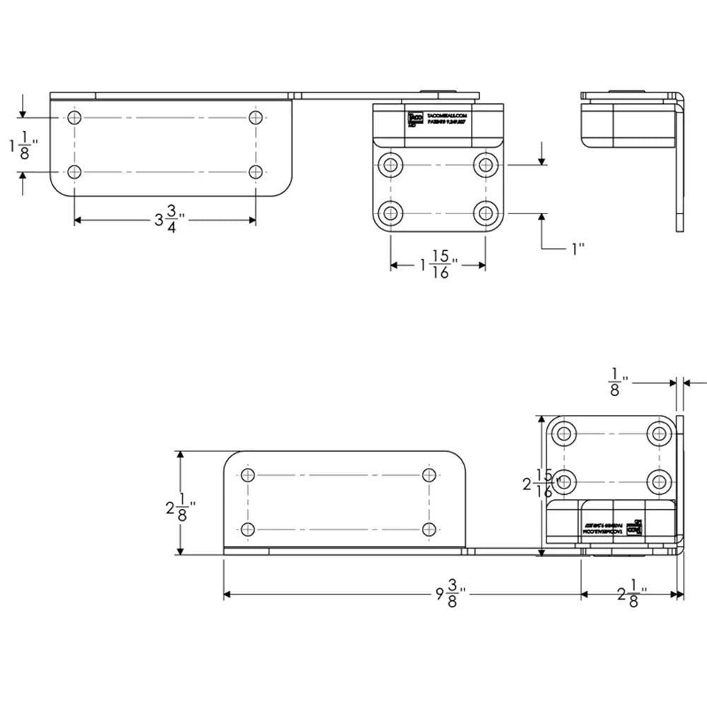 TACO Command Ratchet Hinges - 9-3/8’’ - Polished 316 Stainless Steel - Pair [H25-0016] - Hinges