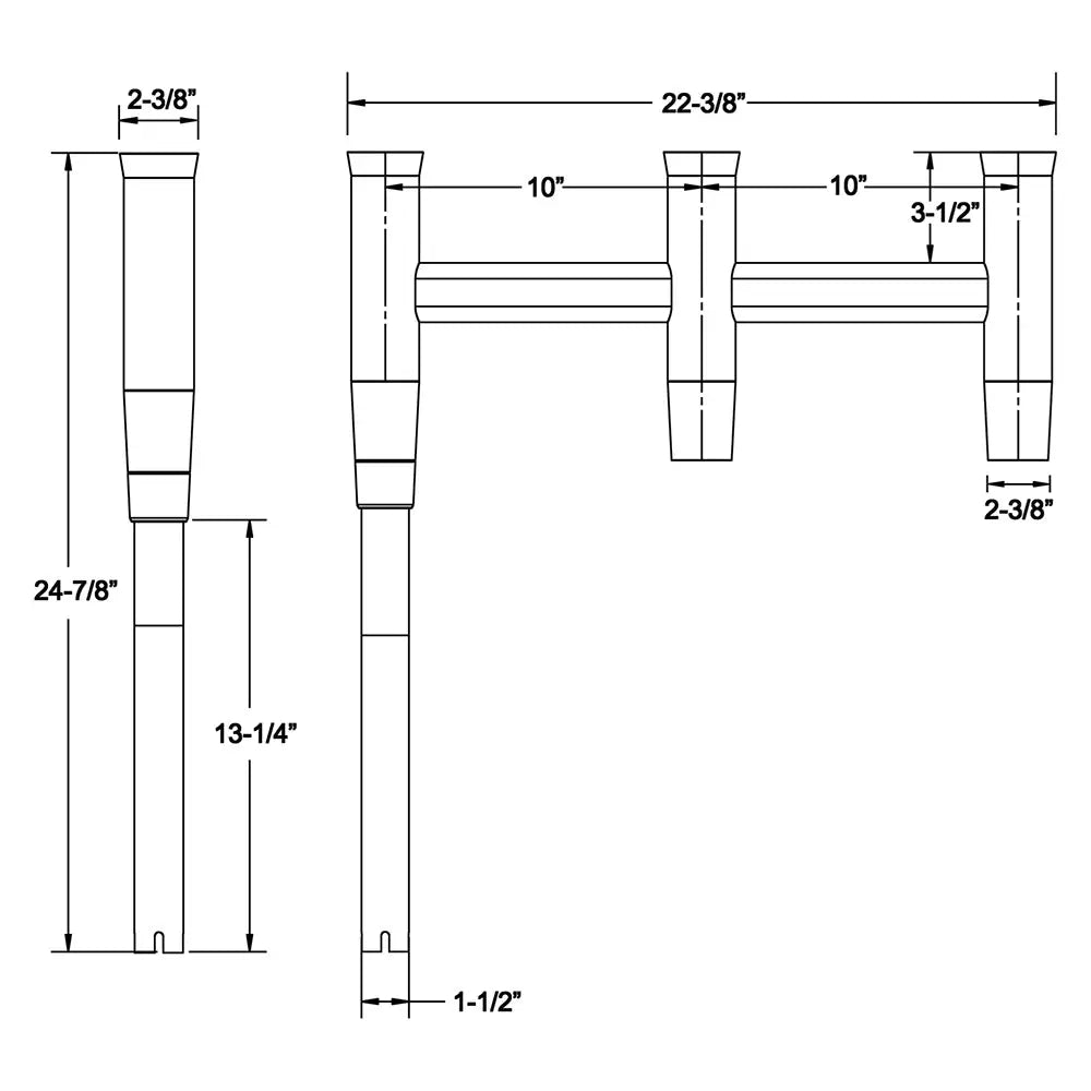 TACO Deluxe Trident Rod Holder Cluster Offset [F31-0781BXY-1] - Rod Holders