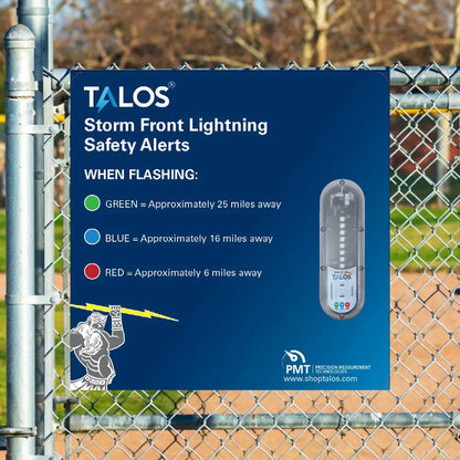 TALOS Standard Lightning Detector w/14’’x14’’ Safety Information Sign [SFD-1414P-MTB] - Lightning Detectors