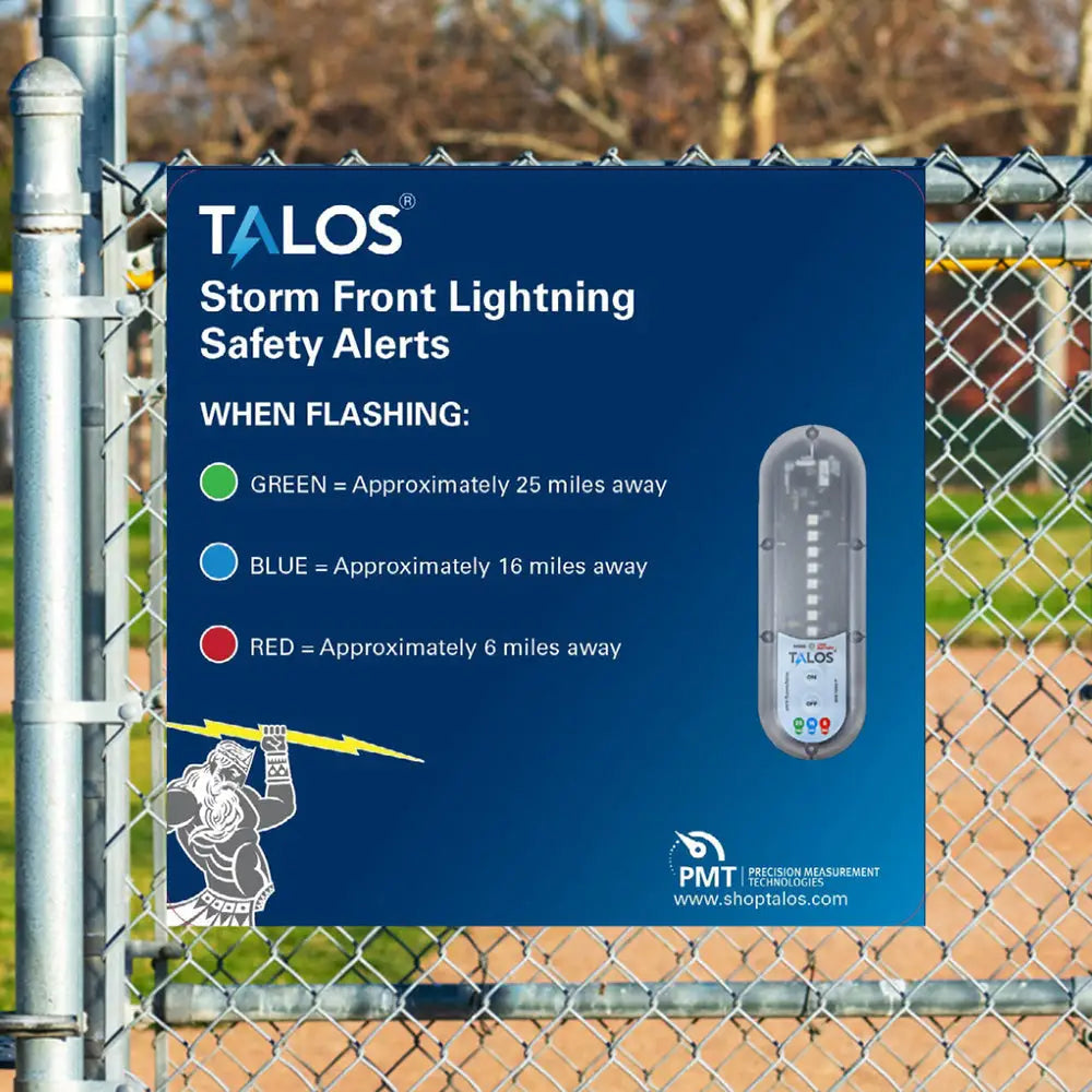 TALOS Standard Lightning Detector w/18’’x24’’ Safety Information Sign [SFD-1824P-MTB] - Lightning Detectors