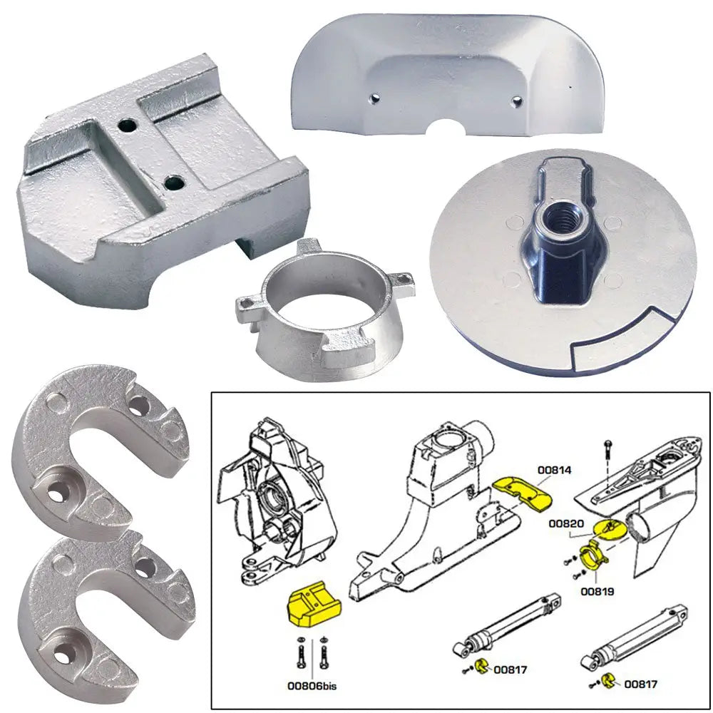 Tecnoseal Anode Kit w/Hardware - Mercury Alpha 1 Gen 2 - Zinc [20801] - Anodes