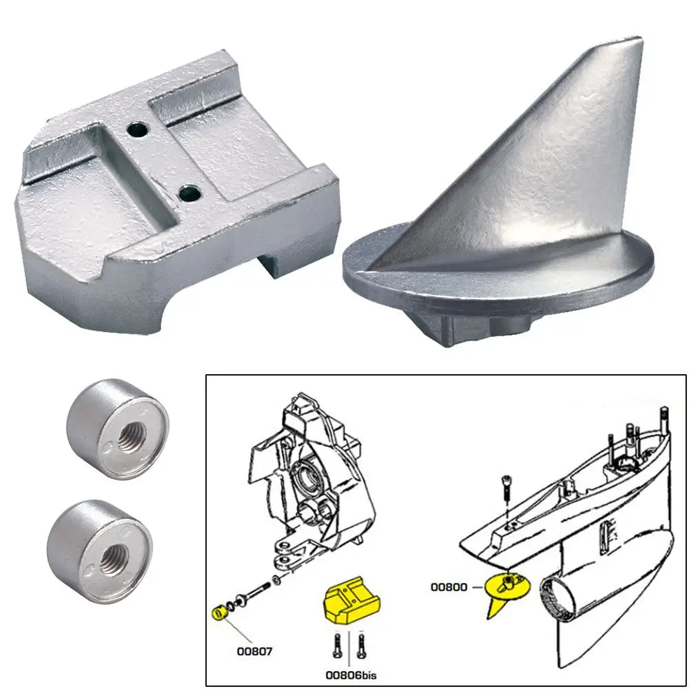 Tecnoseal Anode Kit w/Hardware - Mercury Alpha 1 Gen 1 - Zinc [20800] - Anodes