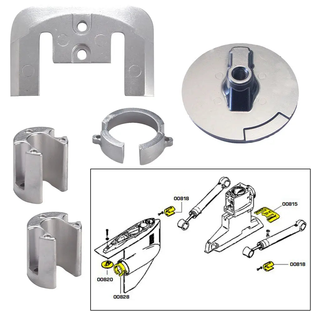 Tecnoseal Anode Kit w/Hardware - Mercury Bravo 1 - Zinc [20803] - Anodes