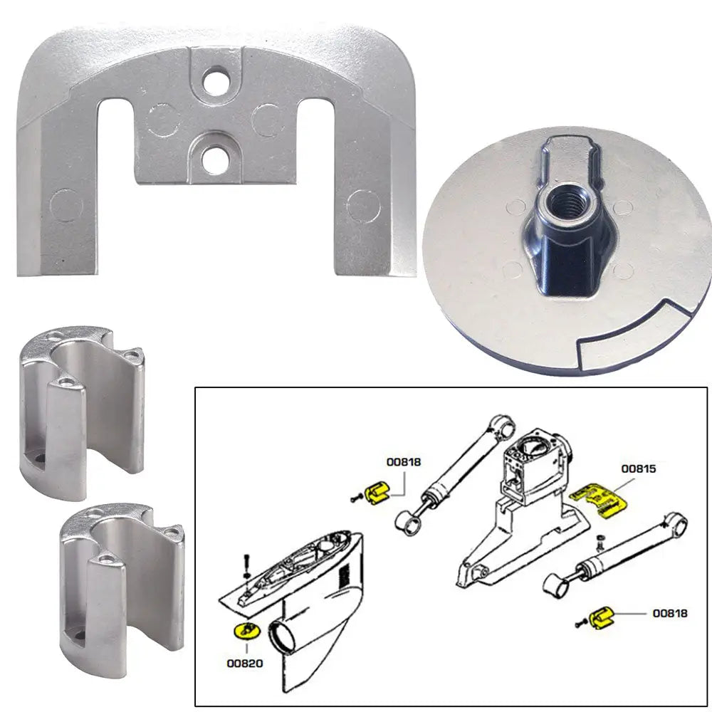 Tecnoseal Anode Kit w/Hardware - Mercury Bravo 2-3 - Zinc [20804] - Anodes