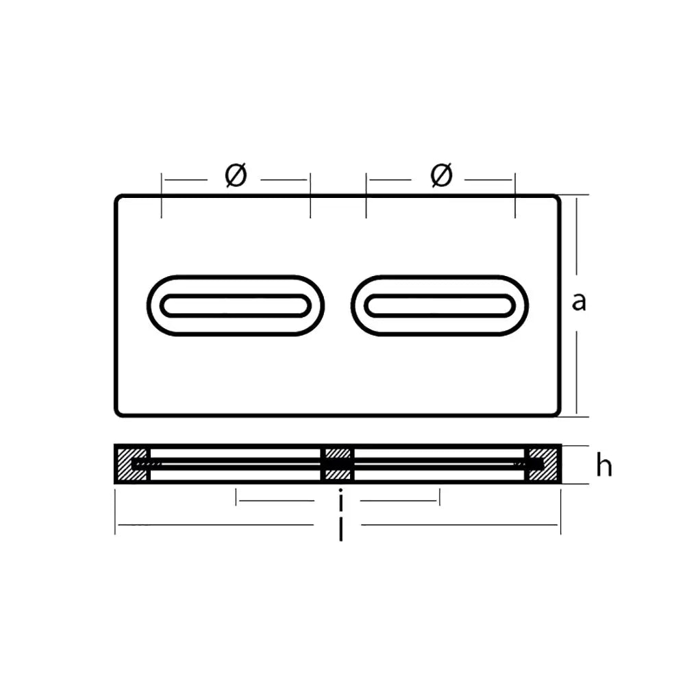 Tecnoseal Rectangular Zinc Plate Anode w/Inserts - 12’’ x 6’’ x 1’’ [TEC-DIVERSD] - Anodes