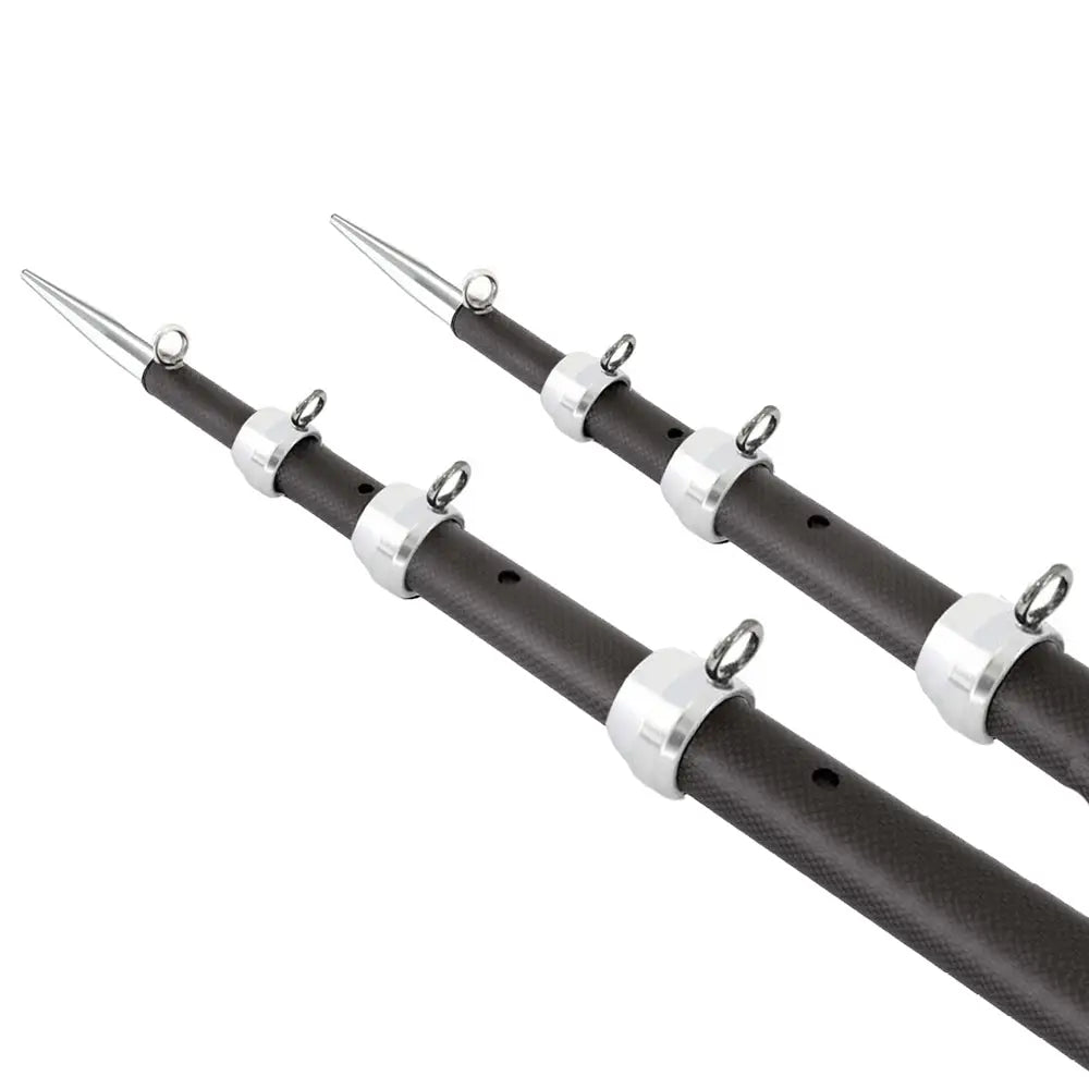 Tigress 15’ XD 3K Carbon Fiber Telescoping Outrigger Poles - Matte Black/Silver - Pair [88679-7] - Outriggers