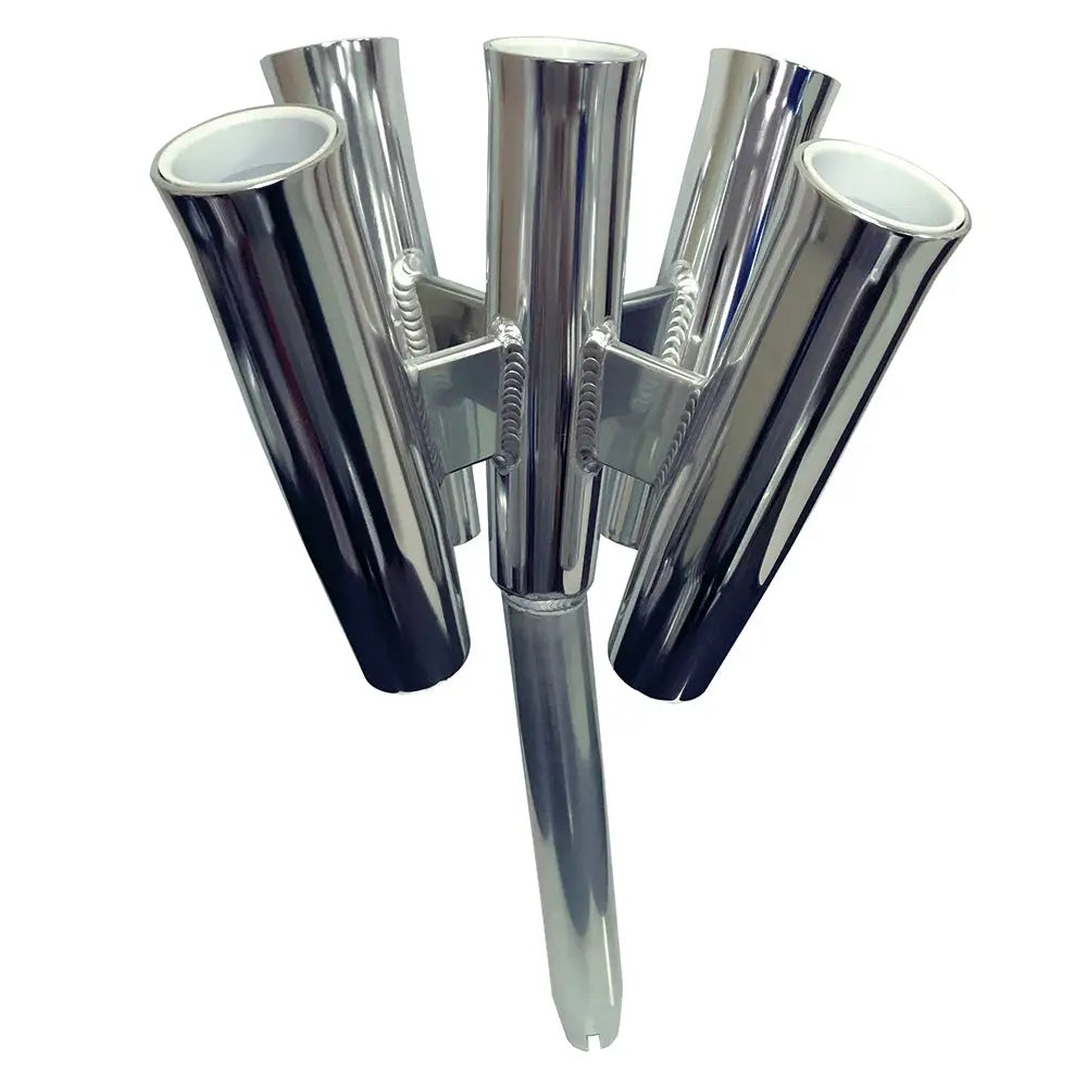Tigress Five Rod Cluster - Bent Butt - Polished Aluminum [88157-2] - Rod Holders