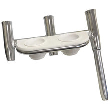 Tigress Offset Triple Rod Holder w/Cup Holders - Port Side - Polished Aluminum [88148] - Rod Holders