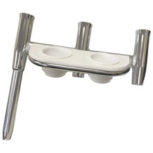 Tigress Offset Triple Rod Holder w/Cup Holders - Starboard Side - Polished Aluminum [88148-1] - Rod Holders