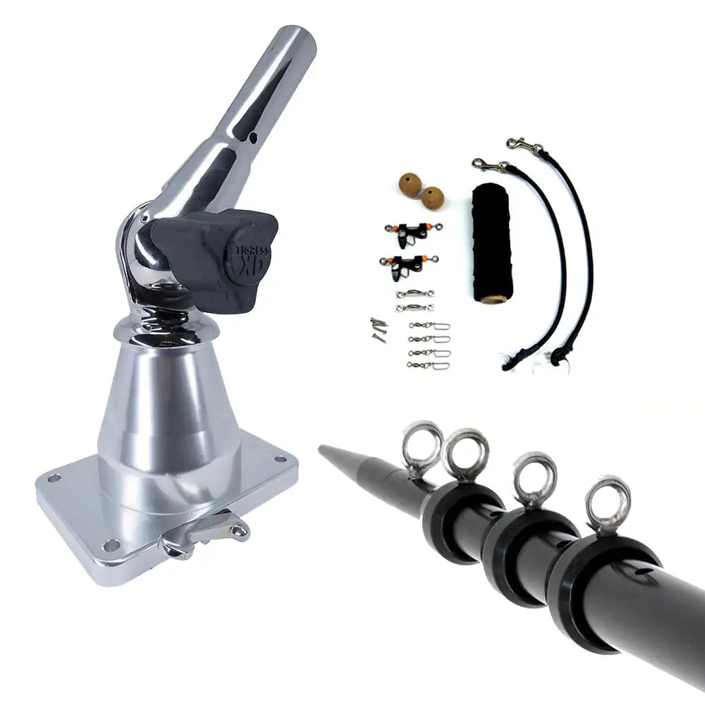 Tigress XD Bay Series Top Mount System - 15 - Aluminum Black Outriggers Deluxe Rigging Kit [88823-3] - Outriggers