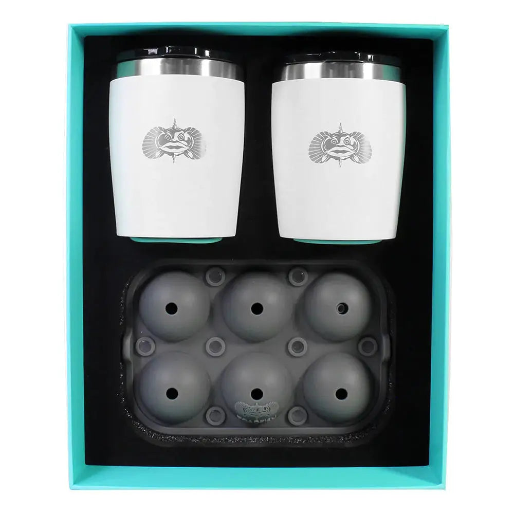 Toadfish Non-Tipping 10oz White Rocks Tumblers w/Ice Ball Tray - 2 Tumblers [1119] - Deck / Galley