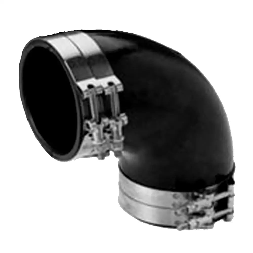 Trident Marine 4’’ ID 90-Degree EPDM Black Rubber Molded Wet Exhaust Elbow w/4 T-Bolt Clamps [TRL-490-S/S] - Exhaust