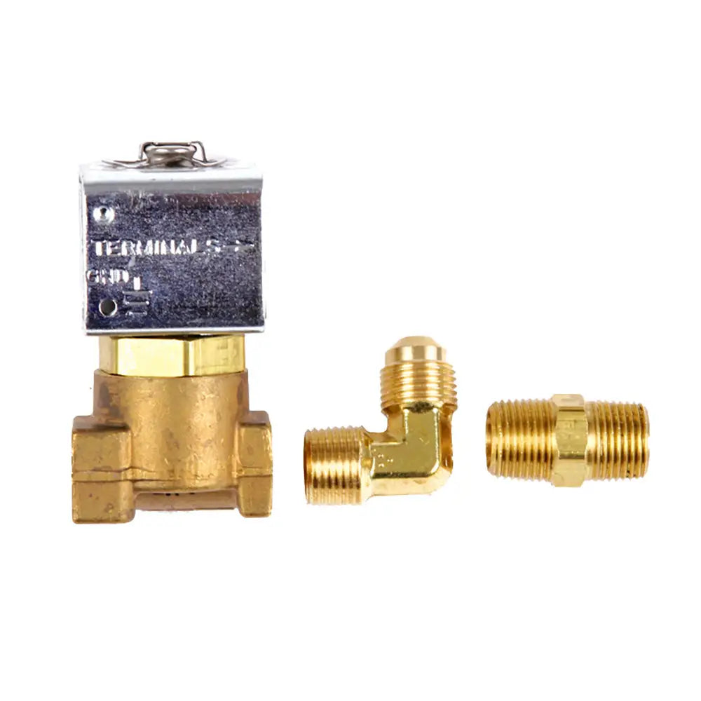 Trident Marine Low-Pressure Brass Solenoid Shut-Off Valve 1/4’’ Ports 2 Brass Connection Fittings [1300-7708.2-KIT]